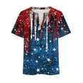 thumbnail image 4 of cllios Women's 4th of July Shirts Proud Patriotic Red White and Blue Graphic Tshirts Cute Short Sleeve Tees Comfortable V Neck Buttons Blouses Tops Blouses for Women Business Casual, 4 of 5