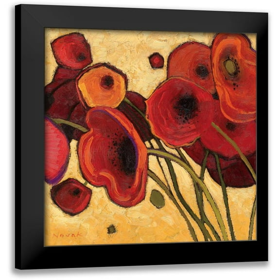 Novak, Shirley 12x12 Black Modern Framed Museum Art Print Titled - Poppies WIldly I