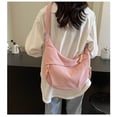 thumbnail image 4 of Bolsa cruzada de pana para mujer, de gran capacidad, color sólido, correa ajustable, para escuela, oficina y uso diario., 4 of 8