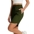 thumbnail image 5 of AKOEE Womens Bermuda Shorts 9'' Athletic Workout Sweat Shorts Stretch Drawstring Long Shorts with Pockets (2XL, Green), 5 of 6