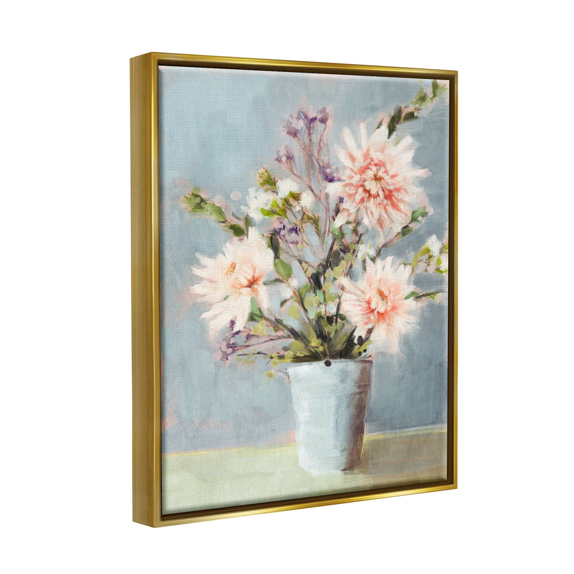 Stupell Industries Spring Florals Bouquet Botanical & Floral Painting Gold Floater Framed Art Print Wall Art, 17 x 21