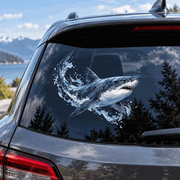 Lotusprinthandmade Shark Splash Transparent Vinyl Decal, Ocean Wildlife ...