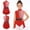 Red, variant on Girls Circus Clown Jumpsuit Sleeveless Rhinestones Decor Patchwork Back Cutout Overlay Romper Red 16