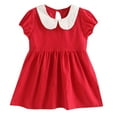 thumbnail image 2 of Zhuashum Dresses For Girls 2-3 Years Spring Summer Round Neck Solid Color Dress Retro Sleeveless Sundress Cute Daily Wears Red, 2 of 4