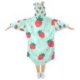 thumbnail image 2 of FORMRS Wearable Blanket Hoodie with Sleeves for Kids Cozy Flannel Sweatshirt, Green Strawberry, 2 of 7