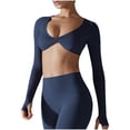 thumbnail image 2 of Hauts à Col Montant pour Femmes Manches Longues Chemise de Yoga Ajustée Haut Athlétique Longueur Régulière Polyester 1 Pce, 2 of 9