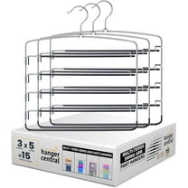 Hanger Central 3 Pack Silver Metal Swing Arm Pants Hangers 5 Tier