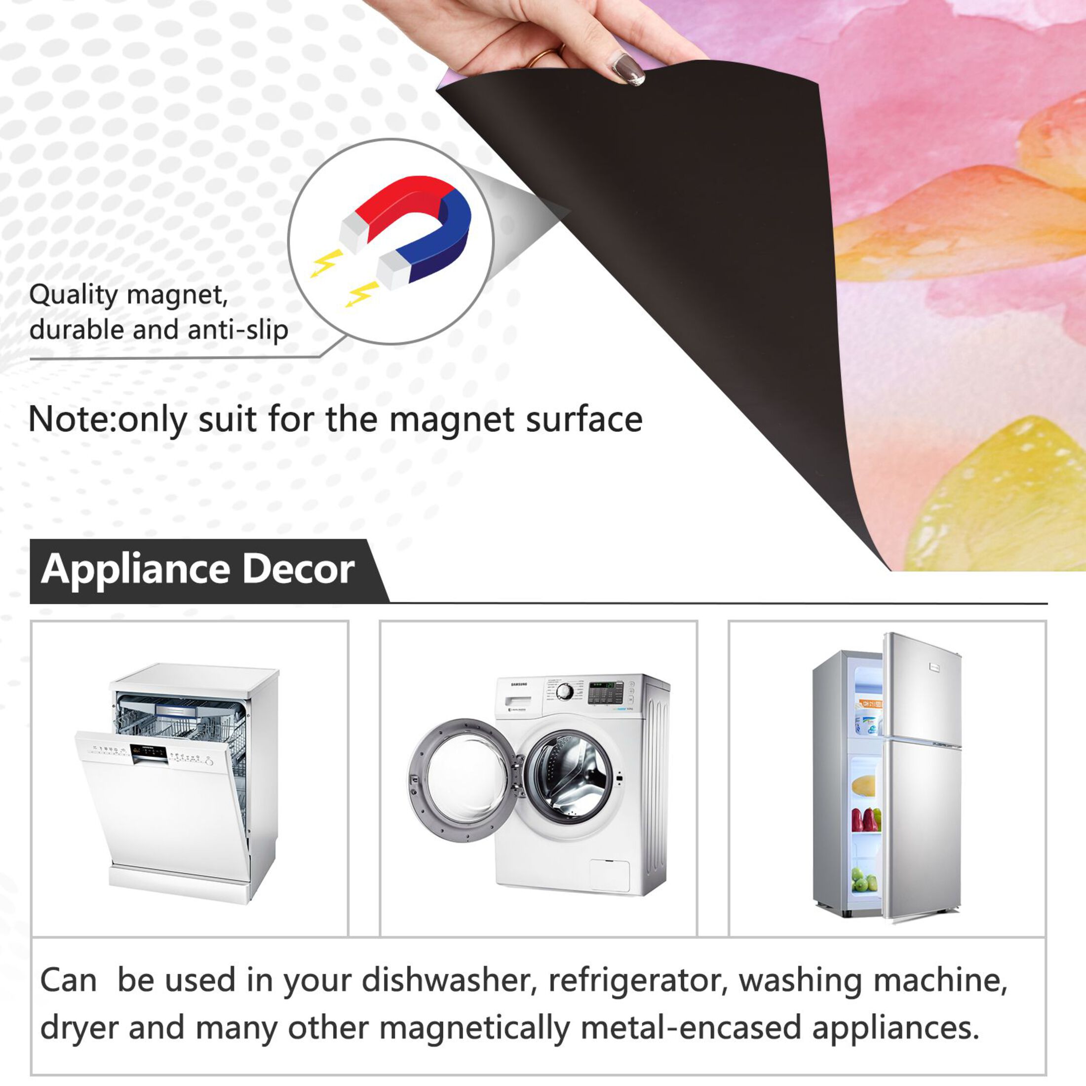Dishwasher Magnetic Refrigerator Magnet Cover Sticker Home Decorative 23"x26" Watercolor Painting Style Butterflies