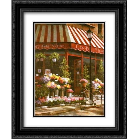 Les Petits Fleurs 2x Matted 15x18 Black Ornate Framed Art Print by T C Chiu