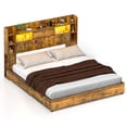 thumbnail image 2 of Uforic Queen Bed Frame With Bookcase Headboard & LED Lights, Storage Bed with Power Outlets & 4 Drawers, Rustic Brown, 2 of 6