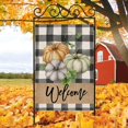 thumbnail image 4 of Thanksgiving Fall Flags for Outdoors 28 x 40 Double Sided,Buffalo Plaid with Welcome Pumpkins House Flags,Autumn Decorative Yard Flags,Seasonal Garden Flags for Farmhouse Porch Holiday Outside, 4 of 6