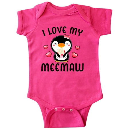 

Inktastic I Love My Meemaw with Cute Penguin and Hearts Gift Baby Girl Bodysuit