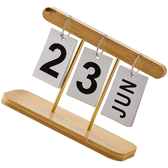 Wooden Frame Calendar Ornament Desk Blocks Table Vertical Perpetual Flip Office