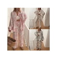 thumbnail image 3 of Michellecmm  Women Floral Outfit, Lantern Sleeve Button Down Shirt Drawstring Pants, 3 of 8