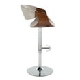 thumbnail image 5 of LumiSource Chrome Metal, Walnut Wood, Grey PU Symphony Adjustable Barstool - Set of 2, 5 of 6