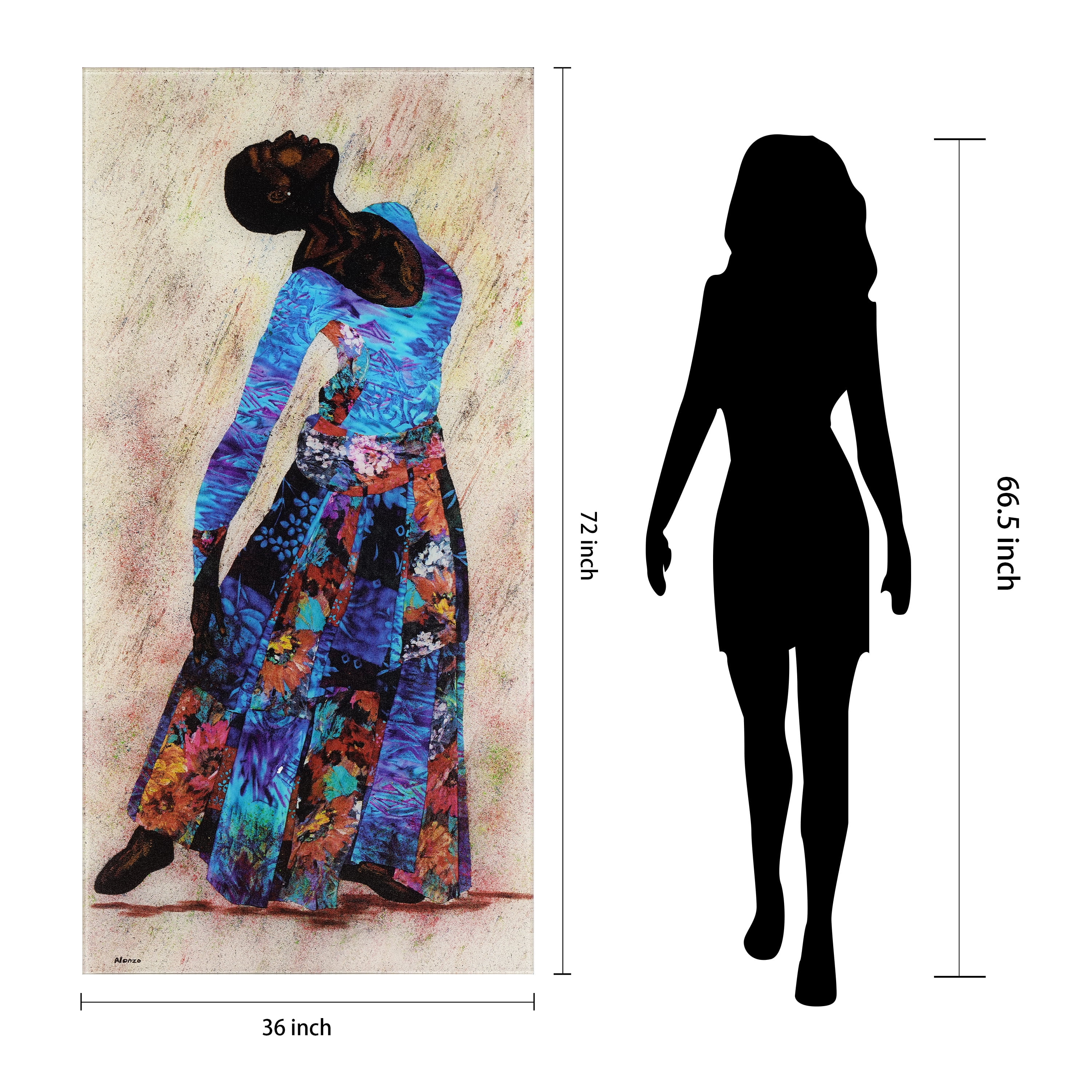 "Her Beauty II" Woman 72"x 36" Frameless Reverse Printed Tempered Art Glass Wall Art
