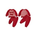 thumbnail image 2 of BemeyourBBs Toddler Baby Boy Girl Valentines Day Outfits Lover Boy Letter Long Sleeve Pullover Sweatshirt Tops Stripe Pants Set Spring Fall Winter Clothes, 2 of 9