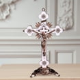 thumbnail image 3 of Crucifix and Stand Figurine Christian Tabletop Metal Sculptures for Chapel Home Decor Religious Gifts Collectible , White, 3 of 9