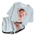 thumbnail image 1 of EDFBUYKRS Girls Shorts Set Top And Short Set Short Sleeve Tees Music Fan Outfit Kids, 1 of 4