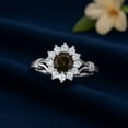 thumbnail image 3 of Mooneye 4.5mm Round Shape Smoky Quartz 925 Sterling Silver Cluster Women Graduation Gift Ring, 3 of 8