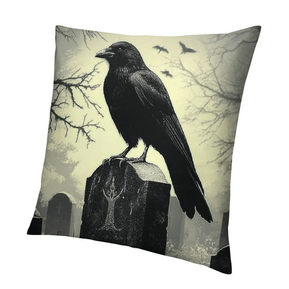 Patifu Crow Pillow Case Short Plush Home Furnishing Decorative Cushion Cover 12x12in