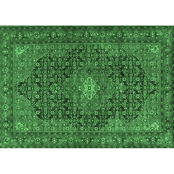 Ahgly Company Indoor Rectangle Persian Emerald Green Traditional Area Rugs, 4' x 6'