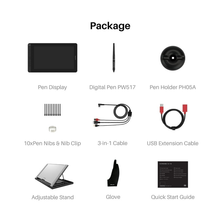 Huion KAMVAS 12 with Stand Graphics Drawing Tablet Display 11.6inch Black