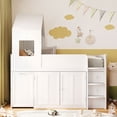 thumbnail image 3 of Harper & Bright Designs Twin House Loft Bed with Roof and Roll-Out Desk Desk, Wooden Twin Loft Bed Frame with Drawers and Cabinets for Boys Girls, Space Saving Loft Bed, White, 3 of 20