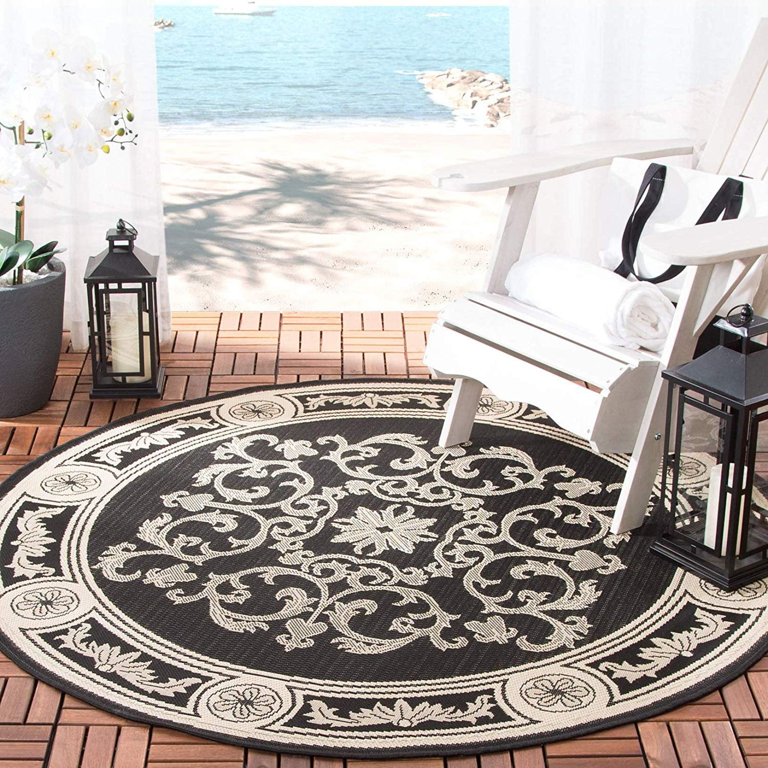 Safavieh Courtyard Collection CY29143908 Black and Sand Indoor