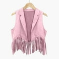 thumbnail image 2 of Fshinging Graphic Tees For Girls Trendy Western Cow Outfits Open Front Fringe Vest Party Dress Up Tassel Fringe Waist Coat Athletic Clothes, 2 of 4
