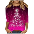 thumbnail image 1 of YDLCAFD Pâques 2024 Europe et États-Unis Noël T-Shirt à Manches Longues Col Rond pour Femmes, 1 of 4