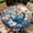 Blue Butterfly, variant on Round Outdoor Tablecloth with Umbrella Hole, Zippered Fitted Tablecloth with Elastic Edge, Waterproof Table Cloth Cover for Picnic Party Fits 37"-44" Round Table, Fern