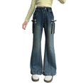 thumbnail image 3 of JLMSPLWG Girls Flare Jeans Kids High Waisted Pants Toddler Daily Wear Skinny Fit Black Aesthetic Bell Bottom Jean Streetwear Teen Girl Solid Color Casual Stretchy Summer Denim Jeans Kids Clothes, 3 of 8