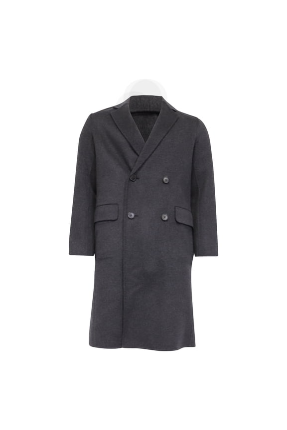 Pre-Owned Theory Double-Breasted Coat in Grey Wool