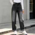thumbnail image 4 of Karymi Jeans for Women Vintage Loose Straight, High Waist Denim Long Pants, Roll Cuff Wide Leg Trousers with Pockets, 4 of 6
