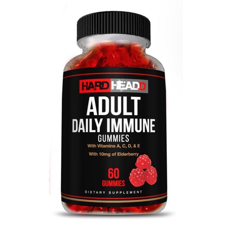 Adult Daily Immune Gummies - with Vitamin A, C, D, E with 10mg of Elderberry 60 Gummies Made in USA All Natural