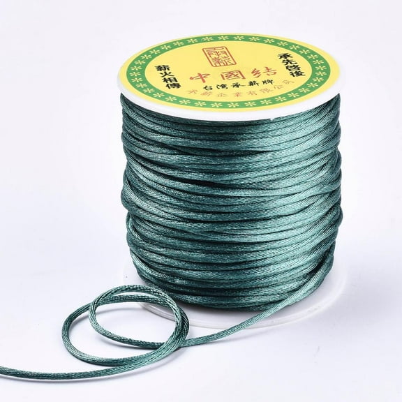 1 Roll Nylon Thread Rattail Satin Cord Dark Sea Green 1.5mm 49.21 yards(45m)/roll