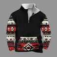thumbnail image 2 of DDAPJ pyju Men's Quarter Zip Pullover Ethnic Style Aztec Print Long Sleeve Stand Collar Sweatshirt Loose Casual Patchwork Tops Vintage Cowboy Sweatshirt with Pocket Black XXXL, 2 of 6
