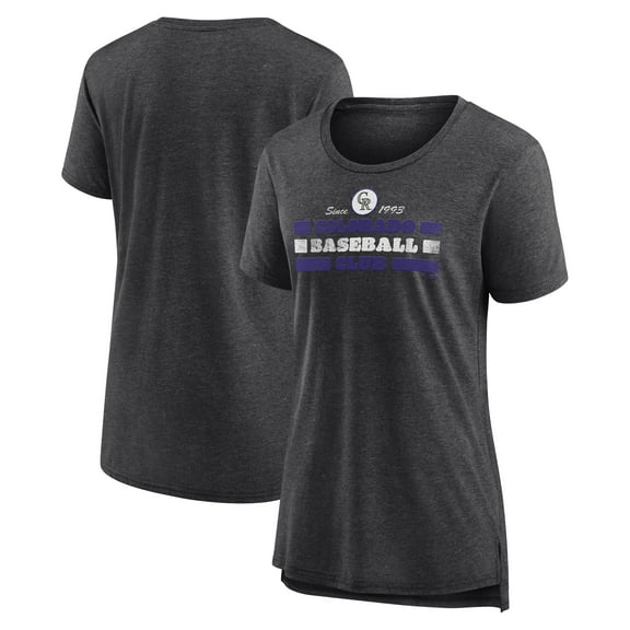 Women's Gray Colorado Rockies Power Swing Tri-Blend T-Shirt