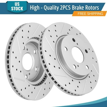 YXPCARS 2PCS Front Brake Rotors(120.44147), Drilled & Slotted Disc Rotors Kit for Lexus HS250H Scion XB Toyota PRIUS V RAV4