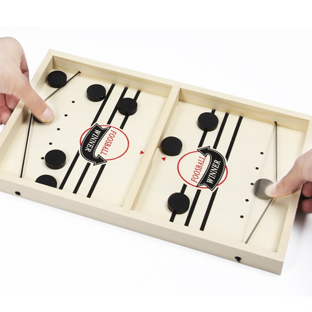 A1ST Family Table Ice Hockey Game Catapult Chess Wood Fast Sling Puck Game Toy 