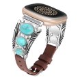 thumbnail image 4 of TOYOUTHS Leather Band Compatible with Versa 4/Versa 3/Sense 2/Sense Band, Turquoise Watch Bands for Women, Vintage Bohemian Ethnic Antique Jewelry Style Strap for Versa 4, 4 of 7