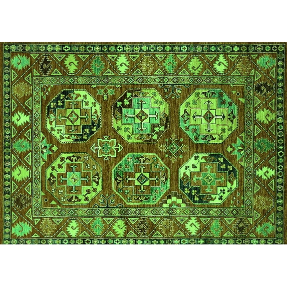 Ahgly Company Indoor Rectangle Oriental Green Industrial Area Rugs, 8' x 12'