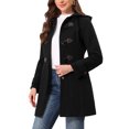 thumbnail image 4 of INSPIRE CHIC Winter Pea Coat for Women Mid-thigh Hooded Trench Toggle Duffle Overcoat with Pockets M Black, 4 of 6