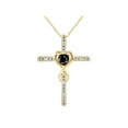 thumbnail image 2 of RYLOS Matching Jewelry Yellow Gold Plated Silver Claddagh Ring & Cross Necklace. Heart Gemstone & Diamonds, 6MM Onyx October Birthstone; Size 7, 2 of 9