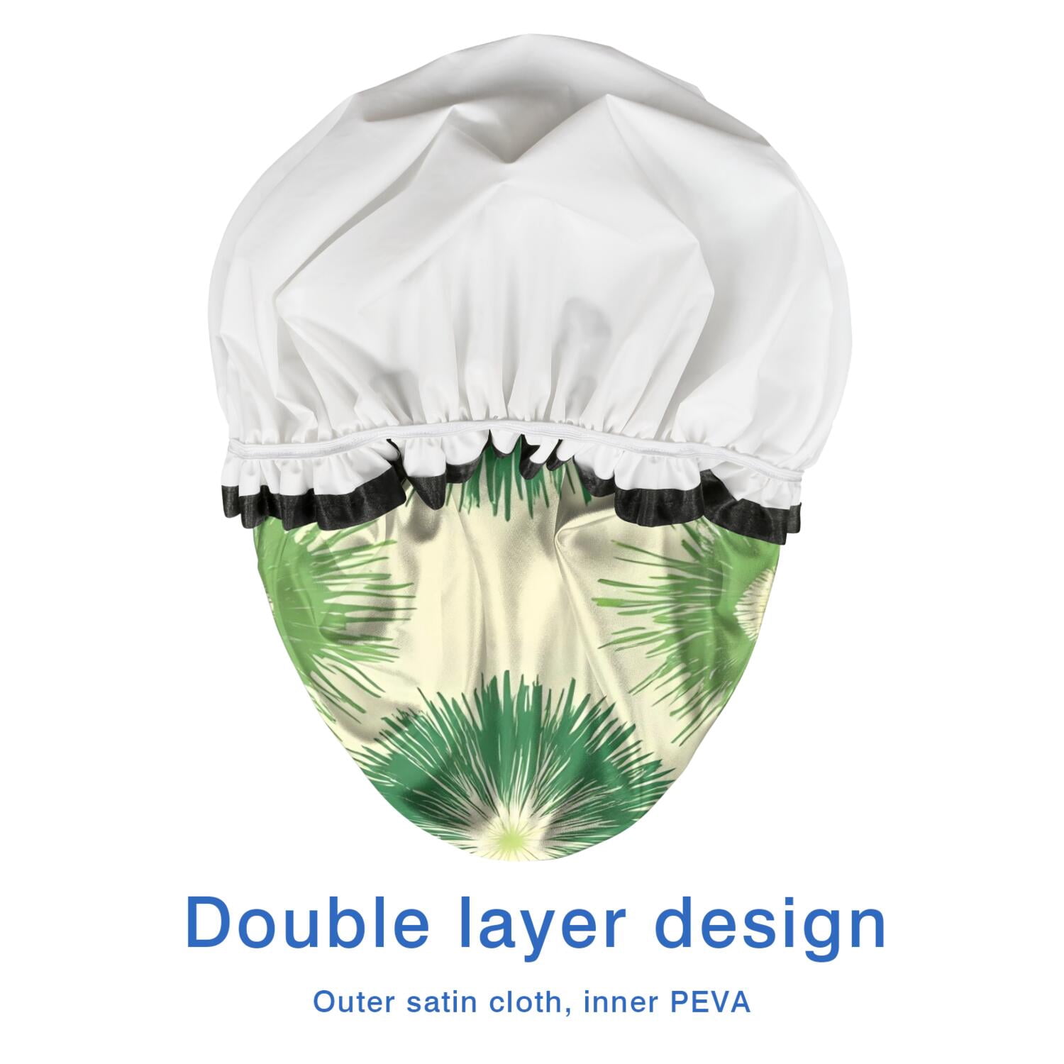 Shower Caps,Green Tie Dye Waterproof Shower Cap for Women 4 Pieces,Double Reusable Hair Cover for Shower PEVA Elastic Stretch Hem