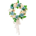 thumbnail image 1 of Corona rústica redonda de rosas, corona de vegetación de temporada, puerta de entrada de primavera Azul rosado, 1 of 6