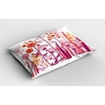 thumbnail image 2 of Ambesonne Flower Pillow Sham 2 Pack, Pink Florals Leaves Buds, 26"x20", Pale Pink Orange, 2 of 3