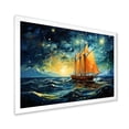 thumbnail image 2 of Designart "Moonlit Sailboat Horizon Nighttime Tranquility III" Transportation Framed Wall Art Decor - Modern Orange Boat Sailing Living Room Framed Canvas Art, 2 of 6