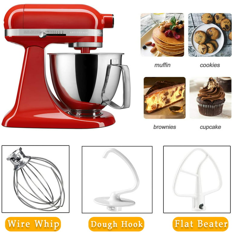 Mixer Attachments Set K45DH Dough Hook & K45B Flat Beater & K45WW Wire Whip  Compatible with KitchenAid Kenmore Maytag Mixer KSM75 KSM90 KSM150 